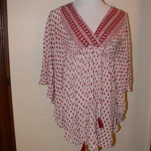 Angie Boho Top Shirt Butterfly Sleeve Size Small